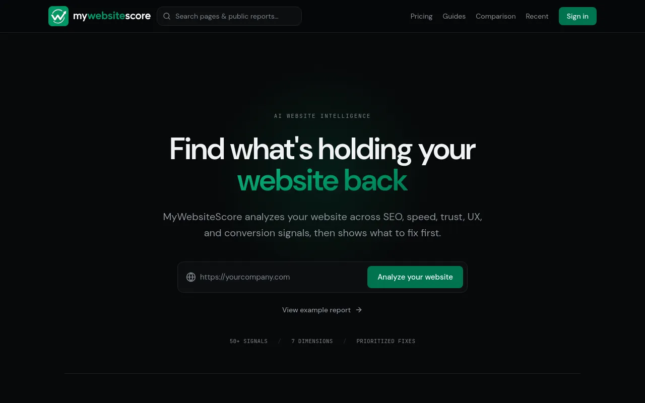 Screenshot of MyWebsiteScore